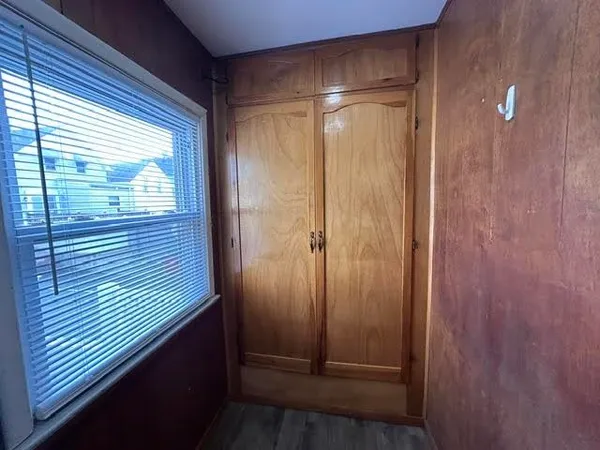 a view of wooden door