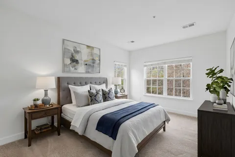 a view of a room that has a window in it