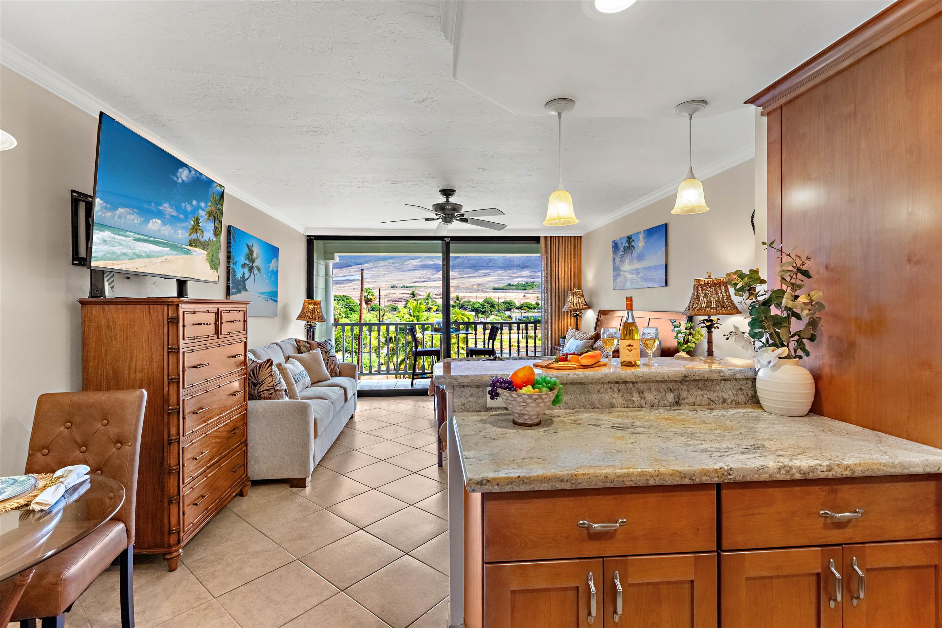 475 Front Street, Unit 430 Lahaina, HI 96761 - Photo 12 of 19 a view of living room with furniture and a potted plant