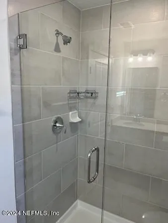 a bathroom with a shower