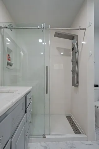 a bathroom with a shower