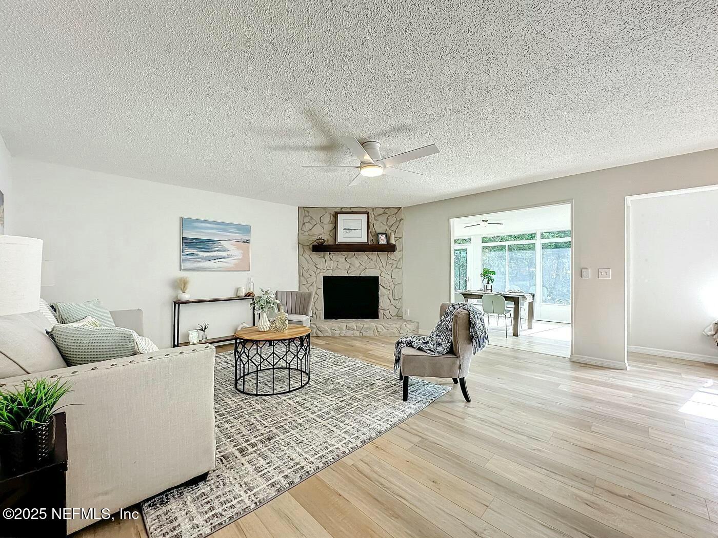 8735 Moss Haven Road Jacksonville, FL 32221 - Photo 6 of 29 a living room with fireplace furniture and a wooden floor
