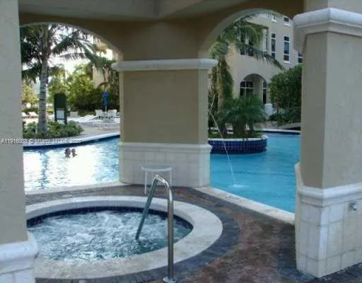 a view of a lake in middle of the town