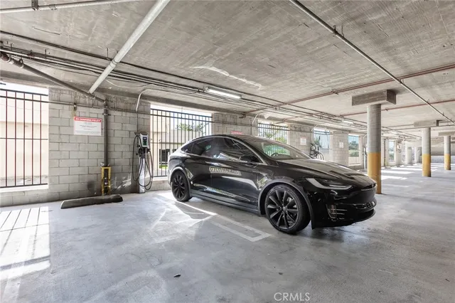 a view of a car in garage