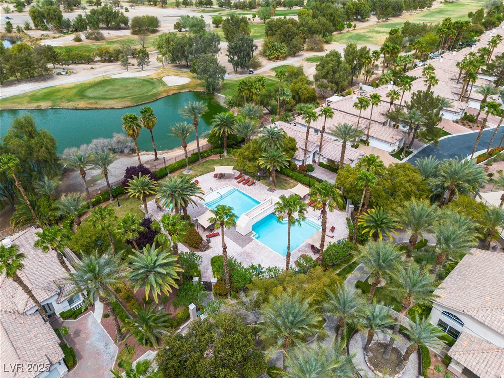 2050 West Warm Springs Road, Unit 1822 Henderson, NV 89014 - Photo 43 of 55 Bird's eye view with a water view of community pool & spa, and golf course view of Wildhorse Golf Course.