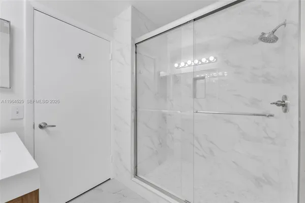 a bathroom with a shower