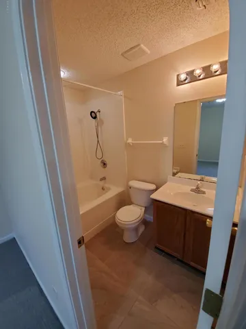a bathroom with a bathtub