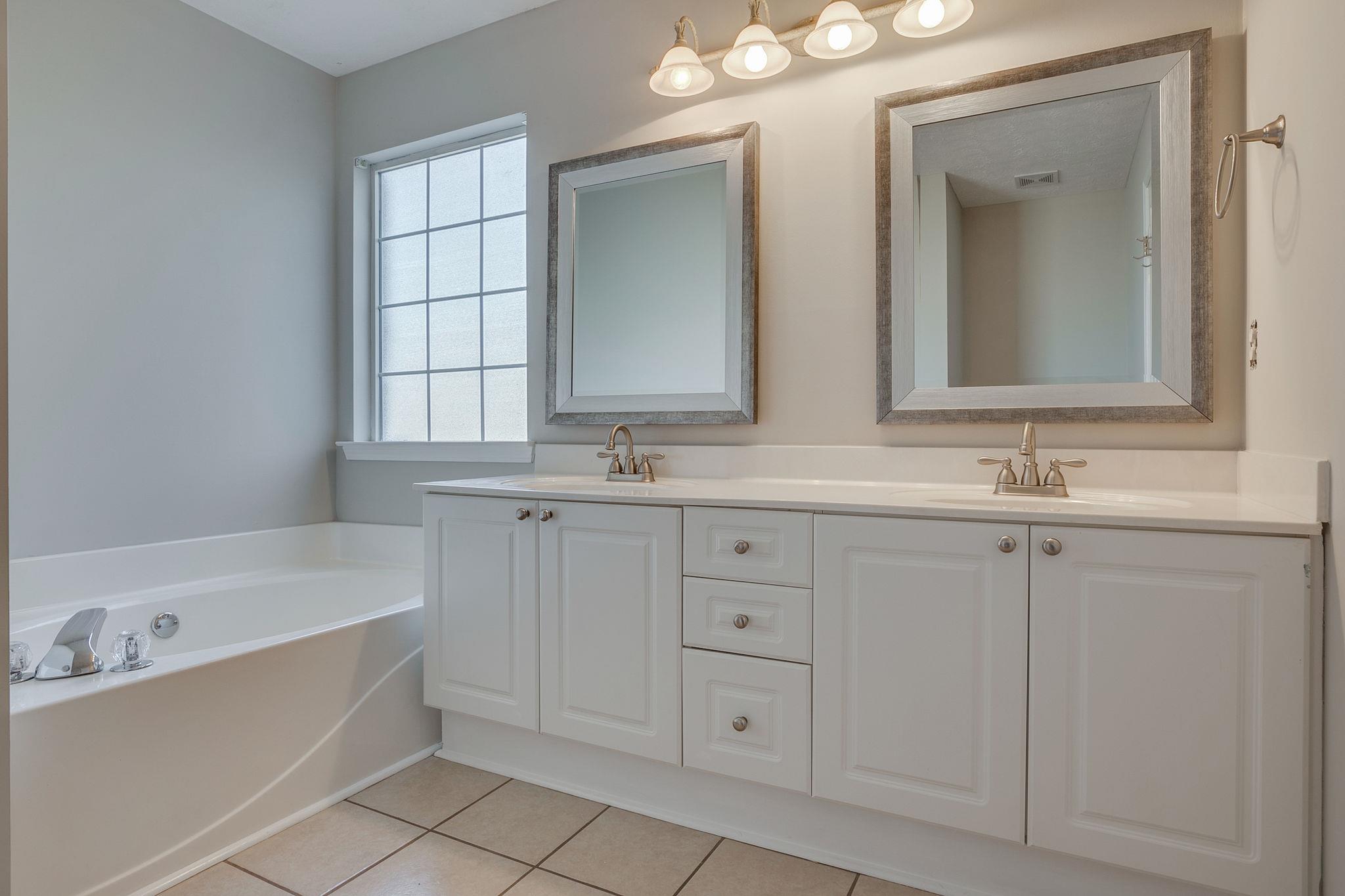 391 Abbie Road Murfreesboro, TN 37128 - Photo 19 of 30 a bathroom with a sink vanity tub and a mirror