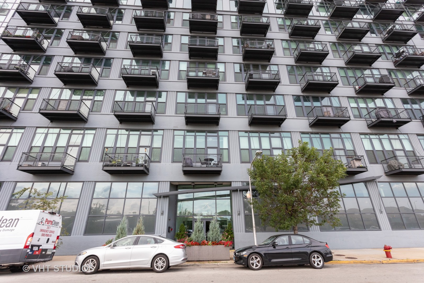 a car parked in front of a building