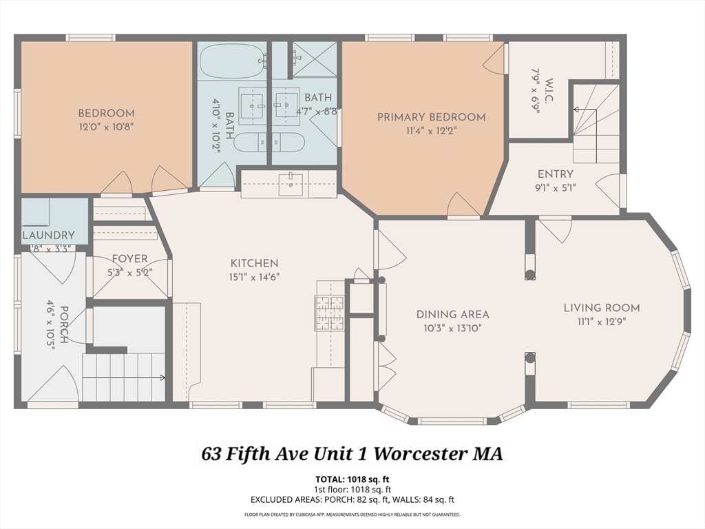 63 Fifth Avenue, Unit 1 Worcester, MA 01607 - Photo 13 of 13 a picture of a room with a white bed and a large window