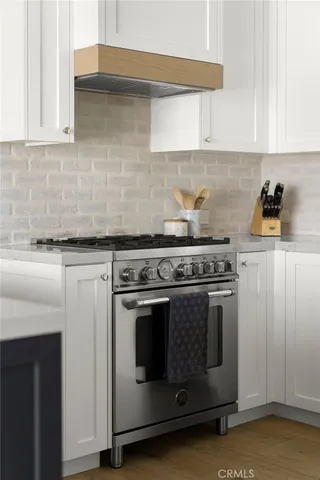 a stove top oven sitting inside of a kitchen