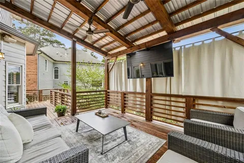 a view of a backyard of a house