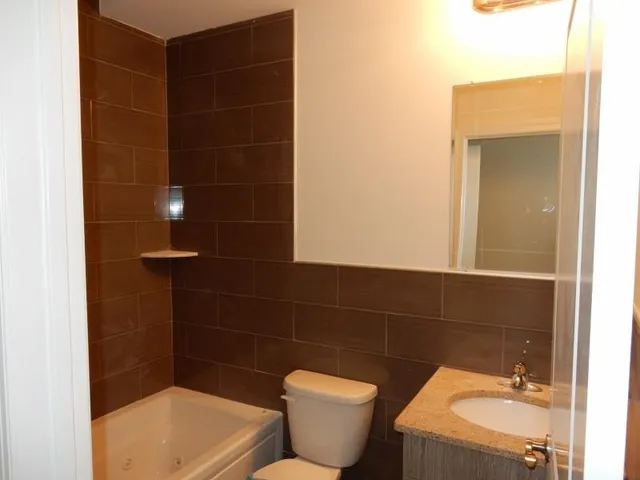 a bathroom with a bathtub