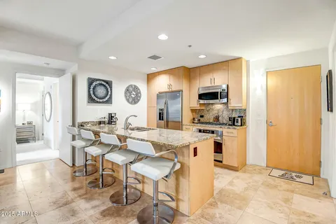 a view of a dining area with furniture