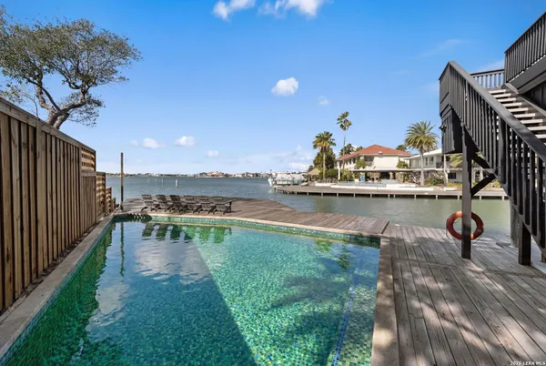 a view of a lake with outside space