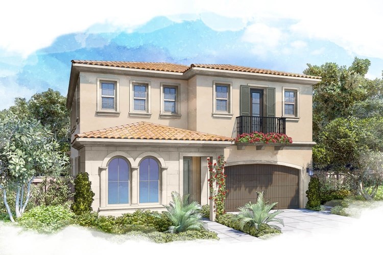 Italianate Exterior with Stone Accents and Juliette Balcony