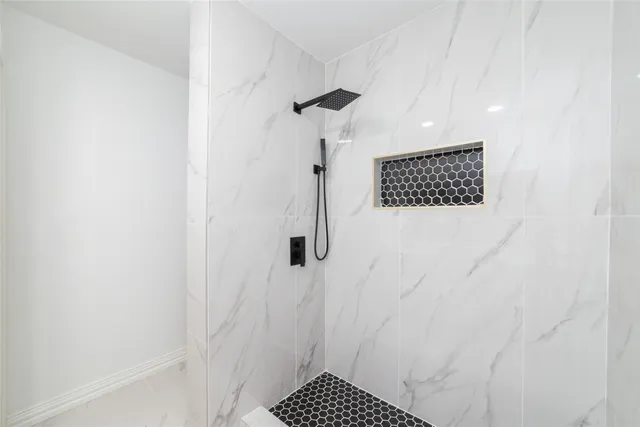 a bathroom with a shower