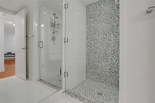 a bathroom with a shower