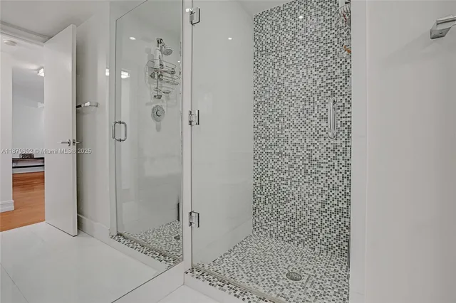 a bathroom with a shower