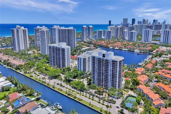a view of a city with tall buildings