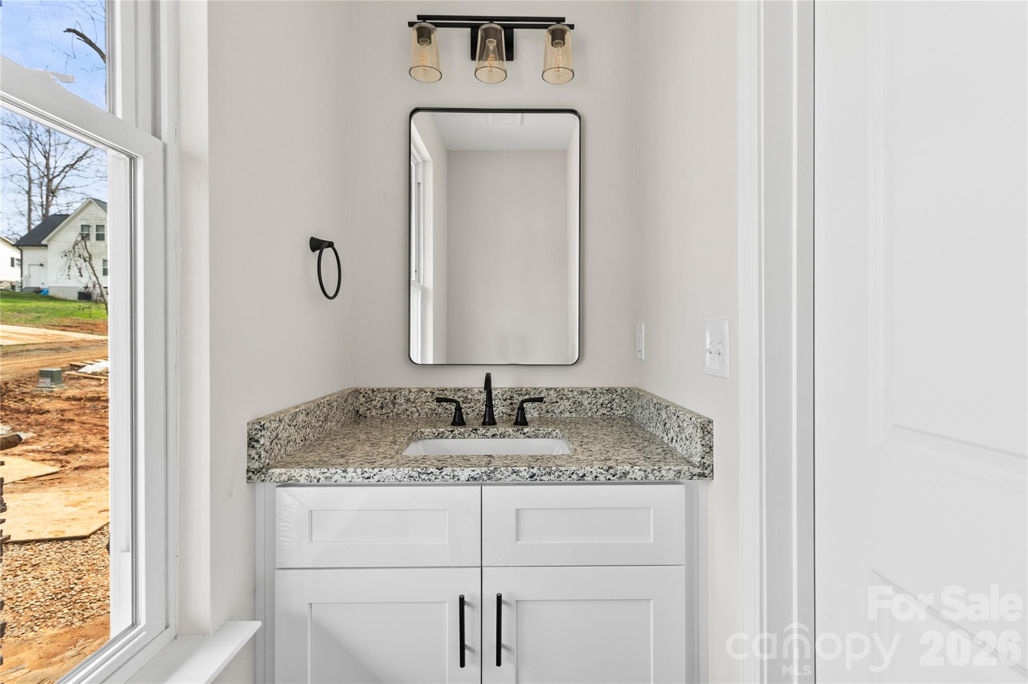 3692 Shannon Loop Denver, NC 28037 - Photo 18 of 47 a bathroom with a granite countertop sink and a mirror
