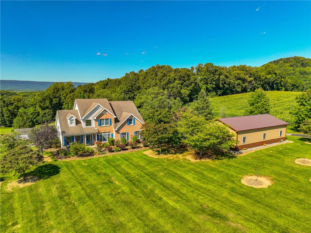 63 Long Road Lenhartsville, PA 19534 - Photo 3 of 100 A spacious country estate nestled against a lush forest backdrop under clear blue skies.