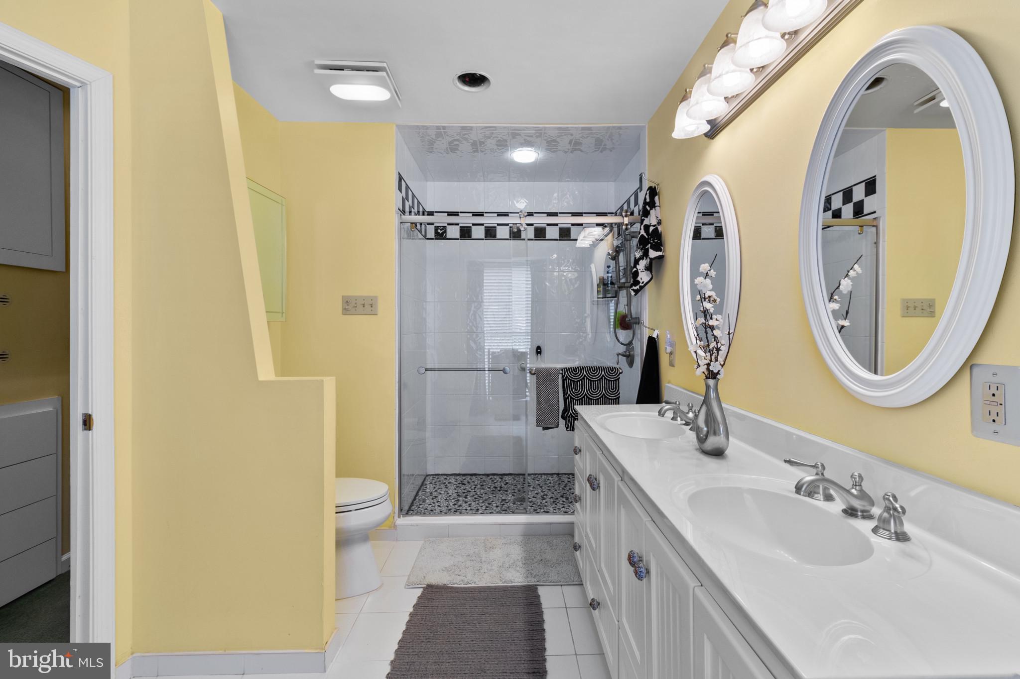 133 Plum Street Moorestown, NJ 08057 - Photo 43 of 54 a spacious bathroom with a sink a mirror a vanity and a shower