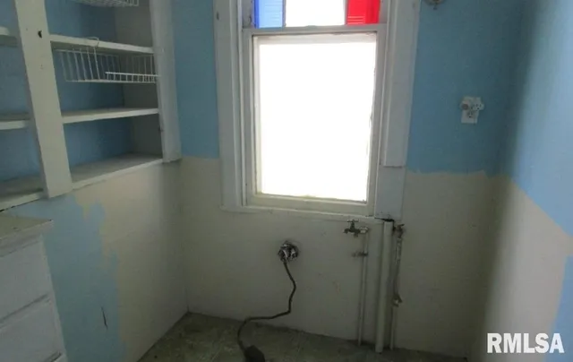 a bathroom with a window