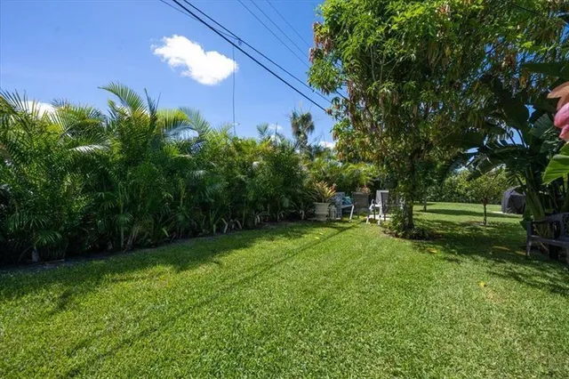 a backyard of a house with lots of green space