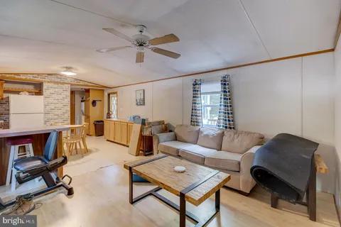 a living room with furniture a rug and a fireplace