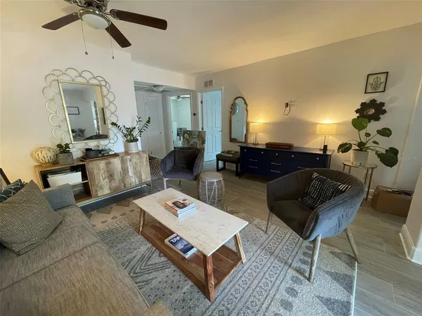 a living room with furniture