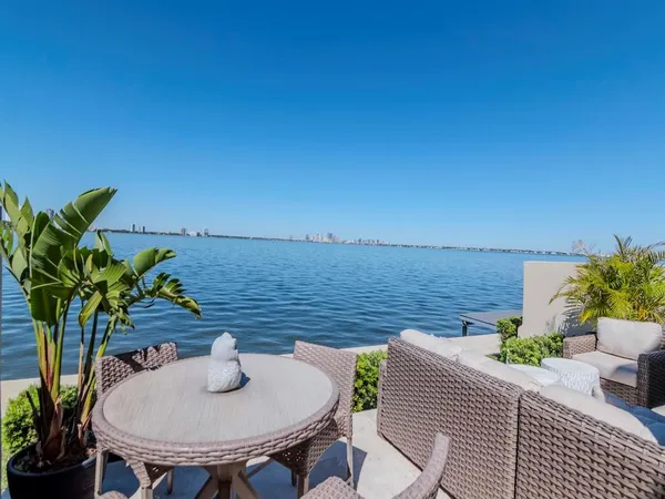 a view of a patio with couches chairs and a table