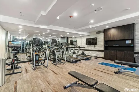 a view of a room with gym equipment