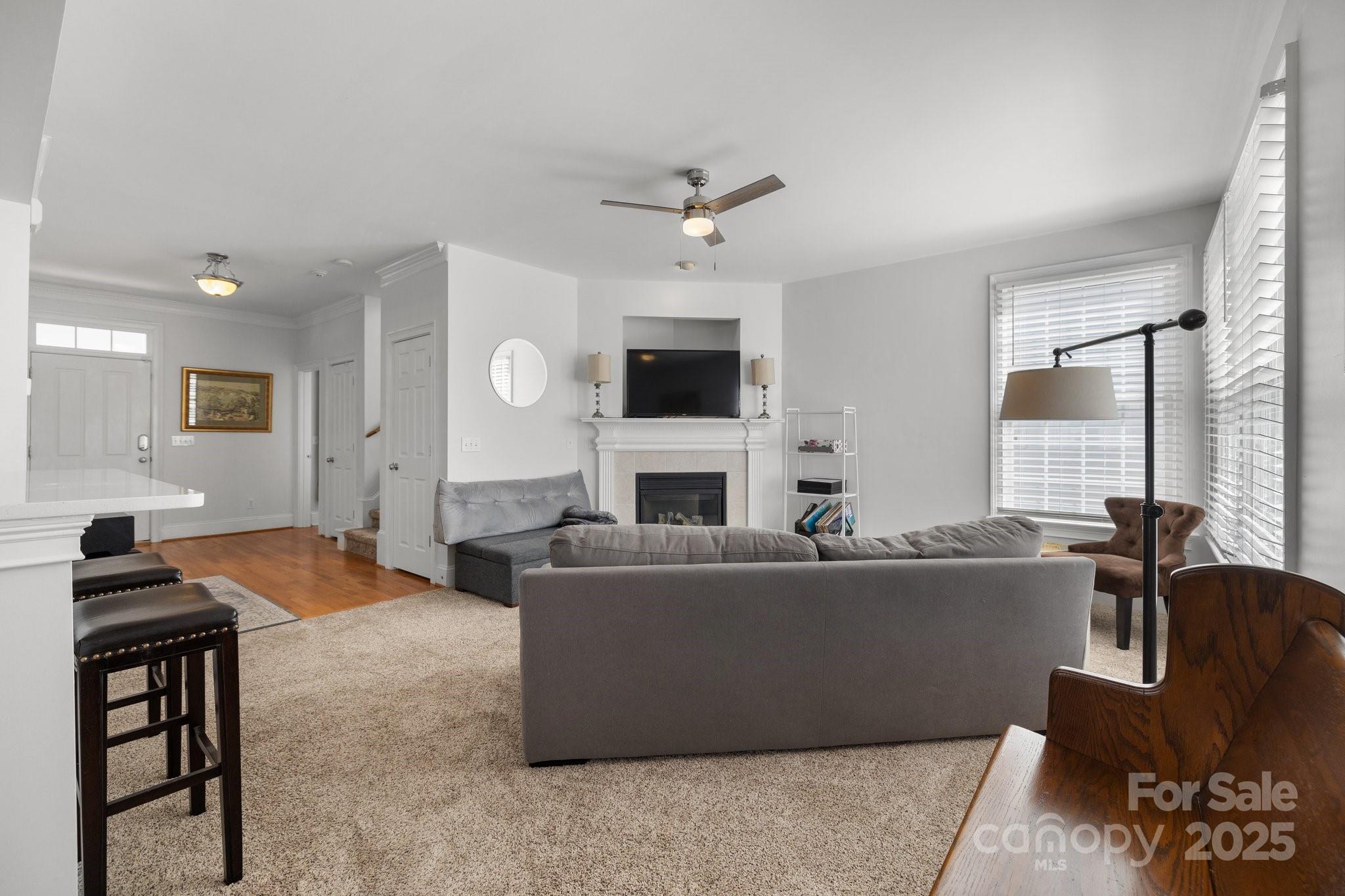 3208 Fifth Baxter Crossing Fort Mill, SC 29708 - Photo 10 of 38 a living room with furniture a fireplace and a flat screen tv