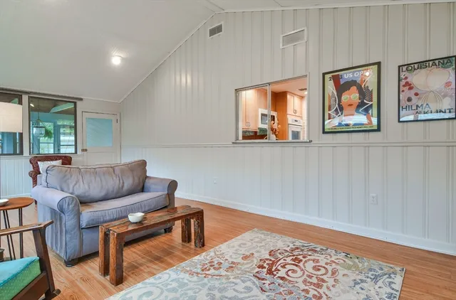 a living room with furniture