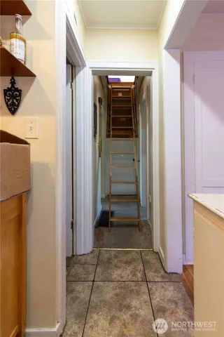 a view of elevator with hallway