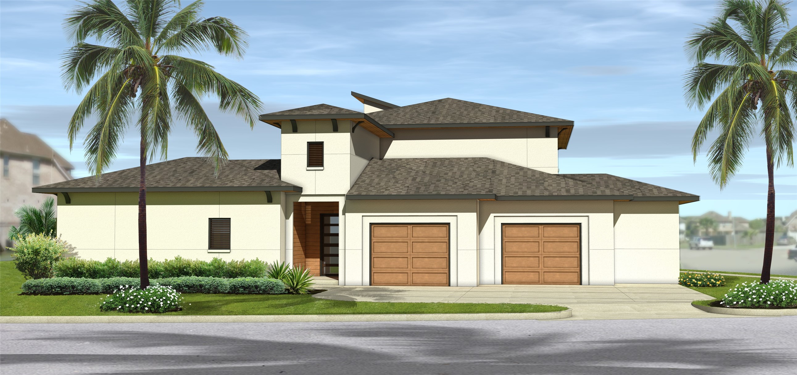 0 Water Way Seabrook, TX 77586 - Photo 4 of 16 a front view of a house with a yard and garage