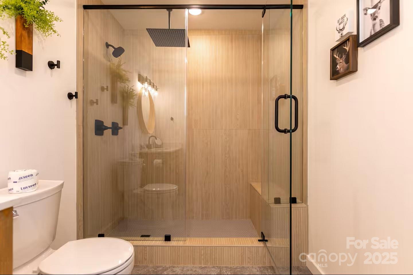 4612 Shulls Mill Road Blowing Rock, NC 28605 - Photo 21 of 35 a bathroom with a shower a toilet and a sink