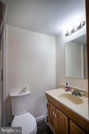 a bathroom with a shower and a toilet