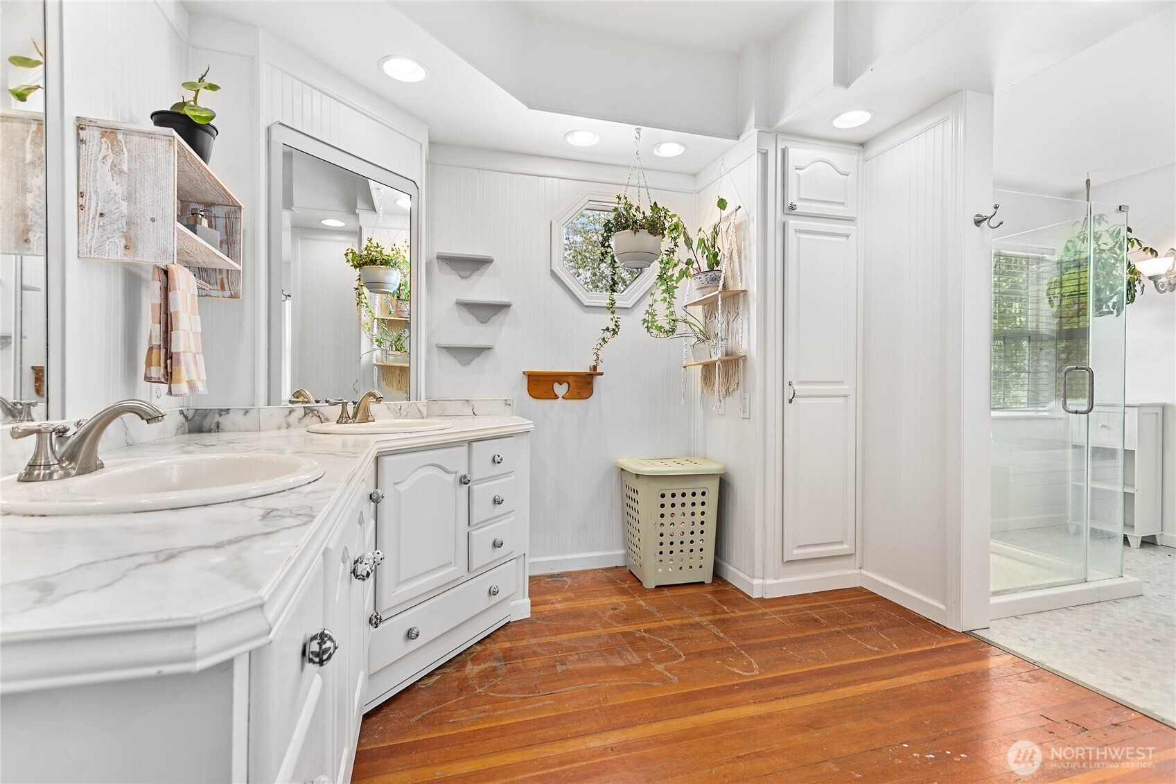 8731 Valley View Road Custer, WA 98240 - Photo 21 of 40 a spacious bathroom with a sink double vanity and a shower