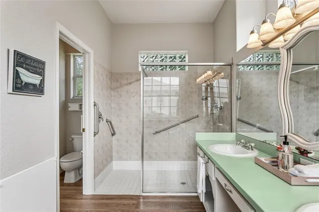 a bath tub sitting next to a window