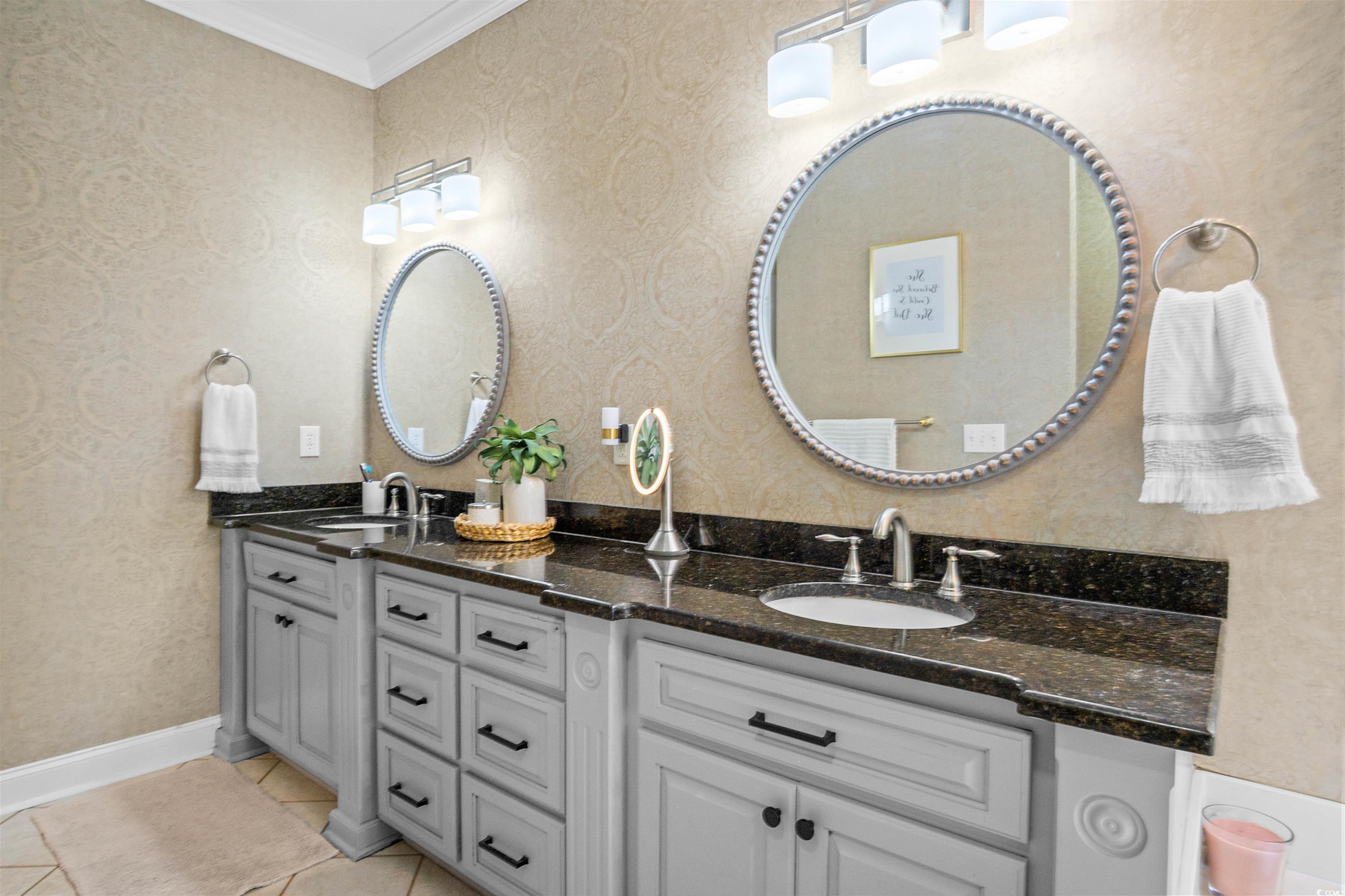 1079 Waterway Lane Myrtle Beach, SC 29572 - Photo 17 of 38 Bedroom featuring light colored carpet, crown molding, and ceiling fan