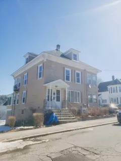 a front view of a multi story building