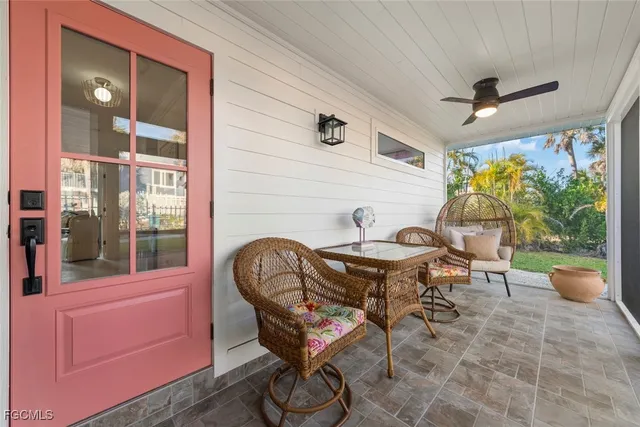 a outdoor dining space with furniture and garden