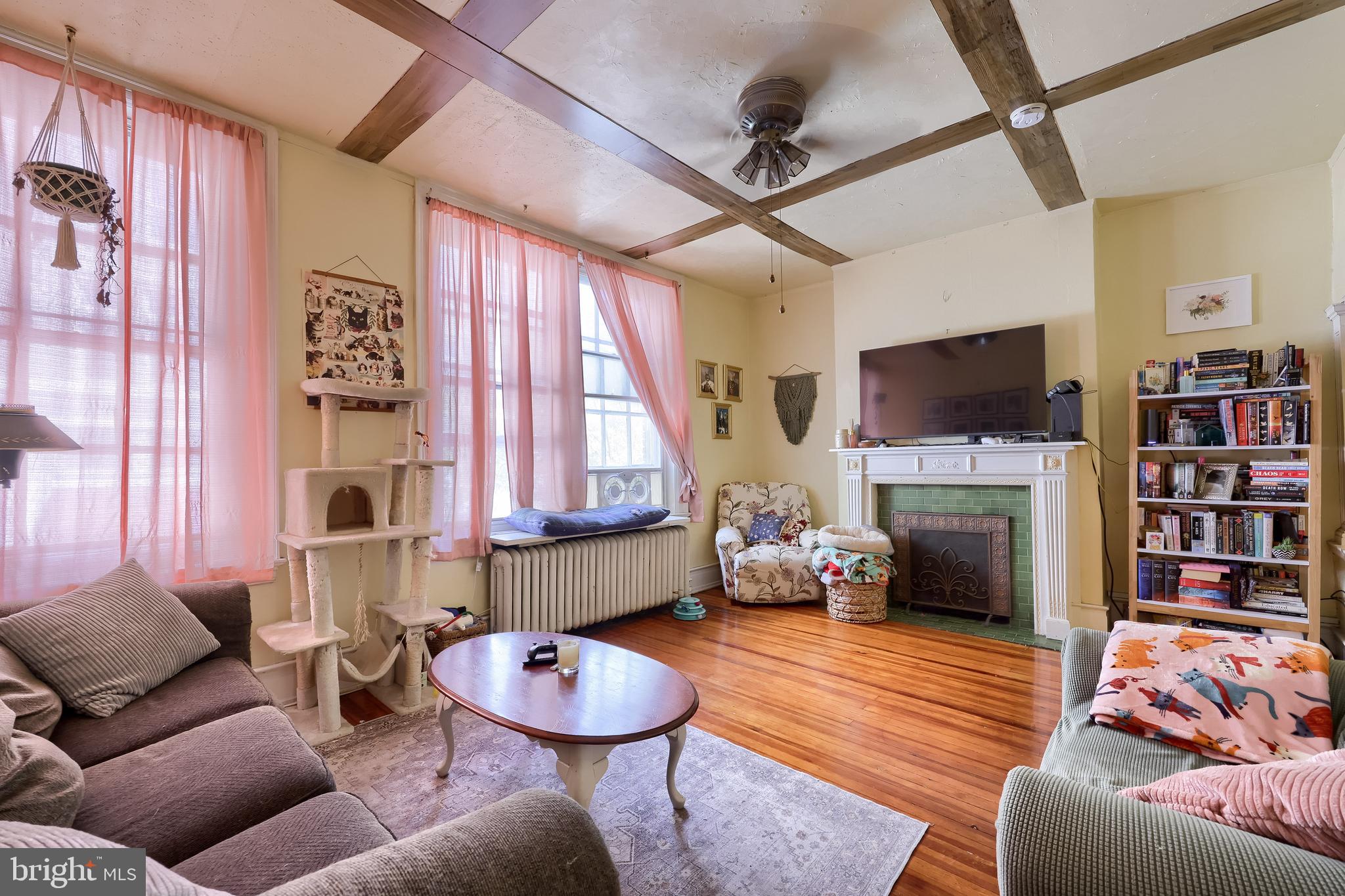 12 South Queen Street Lancaster, PA 17603 - Photo 31 of 58 a living room with furniture a flat screen tv and a fireplace
