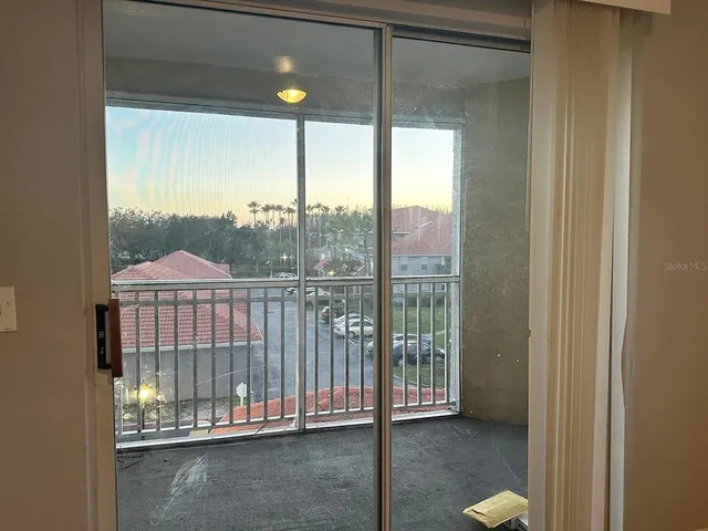 a view of a balcony with an outdoor space