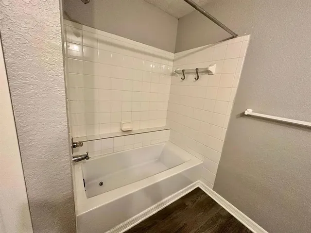 a bathroom with a bathtub