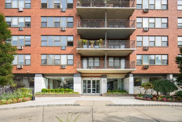 a front view of a multi story building