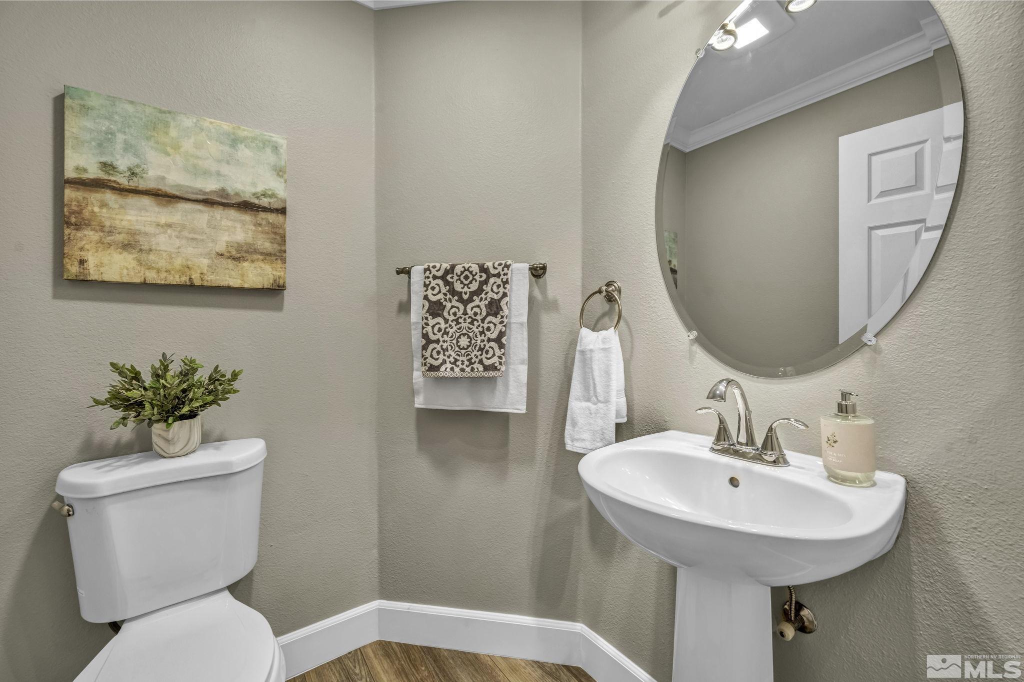 9765 Rolling Rock Court Reno, NV 89521 - Photo 25 of 39 a bathroom with a toilet a sink and mirror
