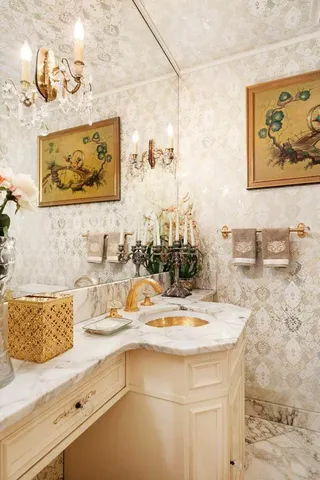 a room with lots of wooden furniture and a rug